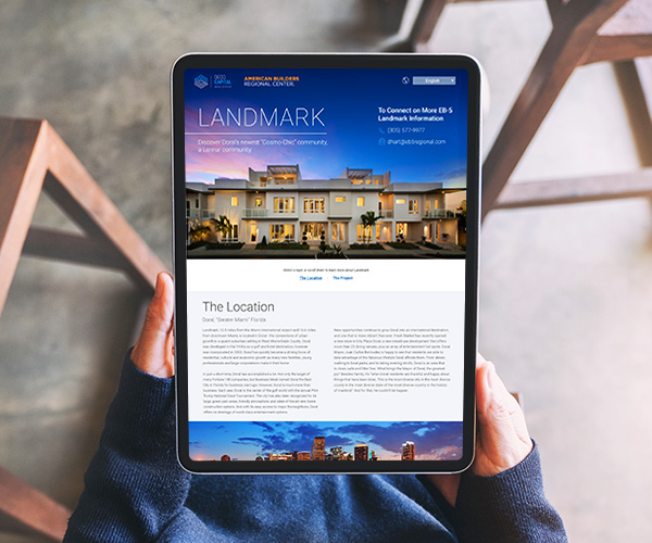 Landmark Landing Page on iPad